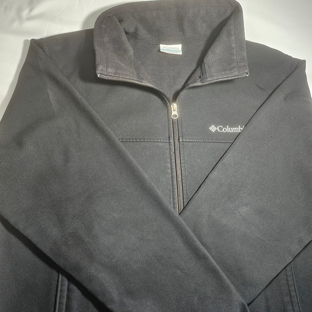 Columbia Mens Black Softshell Fleece Lined Full Zip Jacket Large RN 69724